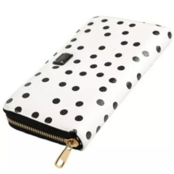 D&G White Black Striped Leather Zip Around Continental Wallet - Picture 4 of 5